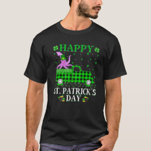 T-shirt Drôle Buffalo Plaid Green Truck Squid St Patrick'
