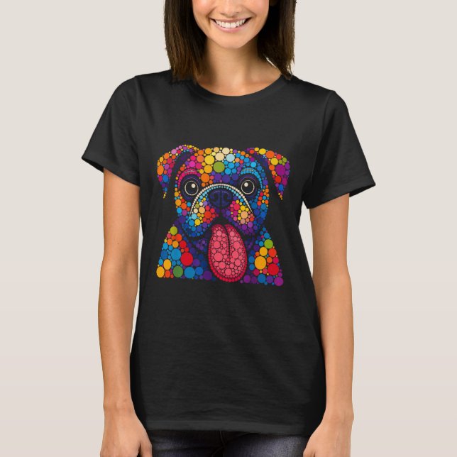 T-shirt Drôle Bulldog Amoureux de les chiens Polka Dot Jou (Devant)