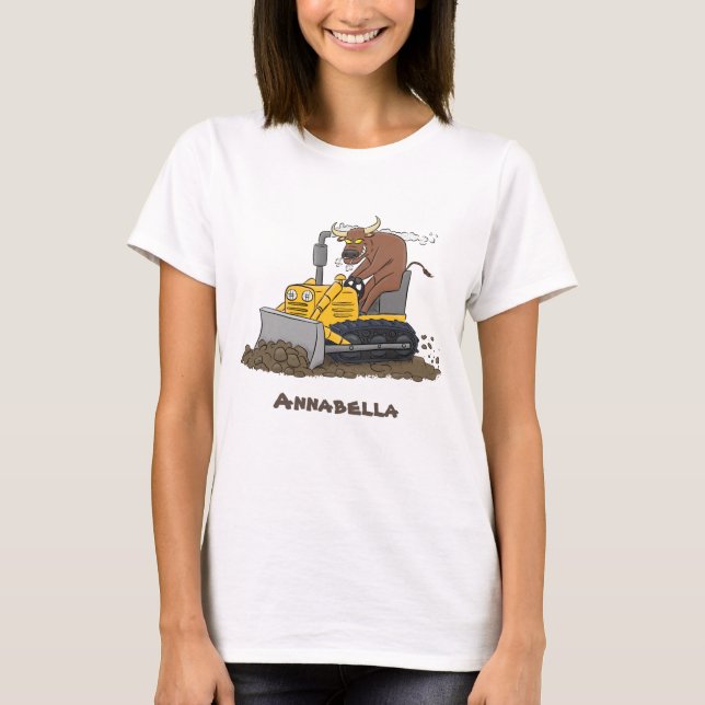 T-shirt Drôle bulldozer de conduite de taureaux (Devant)
