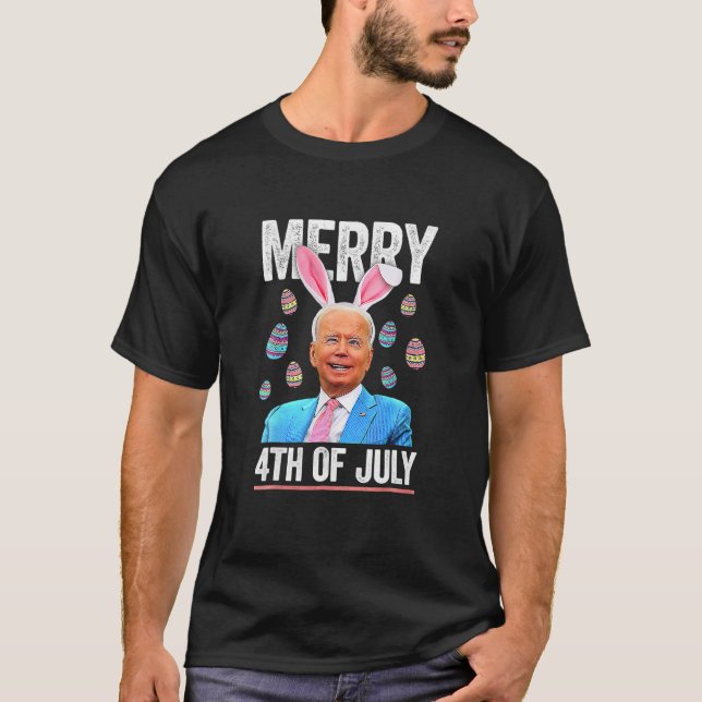 T-shirt Drôle Bunny Joe Biden 4 juillet Joyeux Jour de Pâq (Devant)