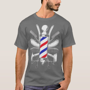 T-shirt Drôle cadeau Barber Homme Barbershop Pole Outils H