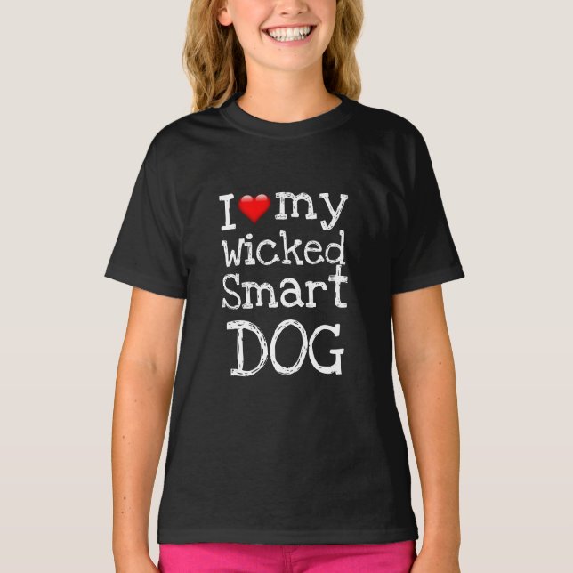 T-shirt Drôle cadeau de nouveauté J'AIME MON CHIEN REGARDÉ (Devant)