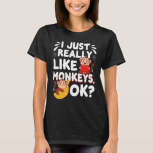T-shirt Drôle Cadeau Singe J'Aime Vraiment Les Singes