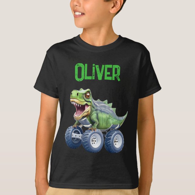 T-shirt Drôle camion monstre dinosaure (Devant)