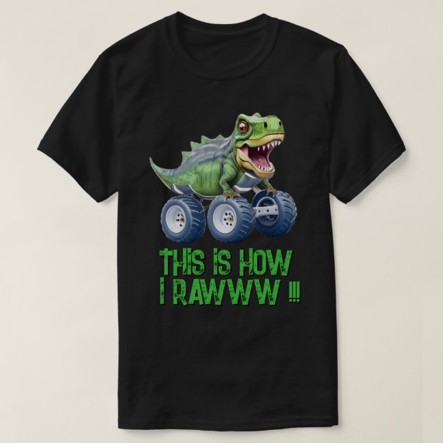 T-shirt Drôle camion monstre dinosaure Mens (Design devant)