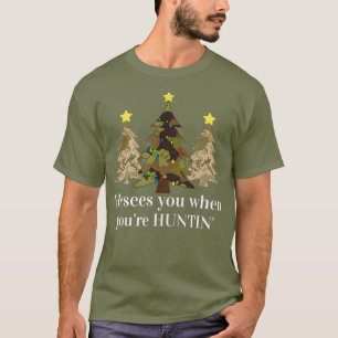 T-shirt Drôle Camo de Noël Arbre de Chasse Vêtements Ho