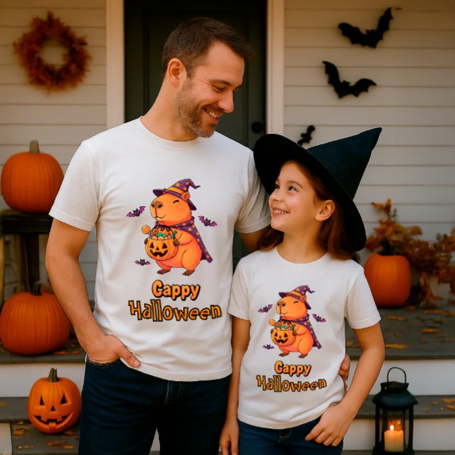 T-shirt Drôle Capybara "Cappy Halloween" Dessin (Créateur téléchargé)