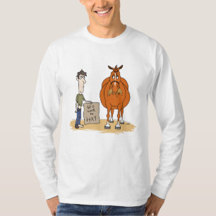 T-shirt Drôle Caricature De Graisse Cheval Homme Travaille
