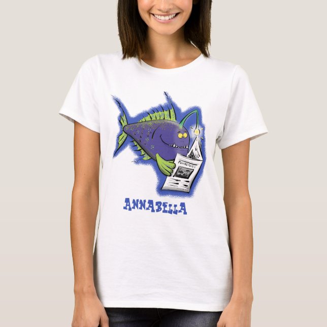 T-shirt Drôle caricature de poisson de pêcheur (Devant)