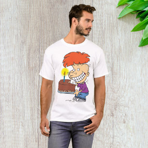 T-shirt Drôle caricaturiste avec gâteau d'anniversaire au 