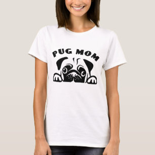 T-shirt Drôle Carlin Maman Cute Chien Coquelicot Caricatu