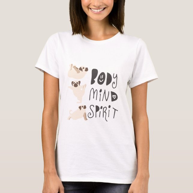T-shirt Drôle Carlins de Yoga (Devant)