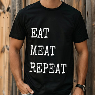 T-shirt Drôle Carnivore Mange Viande Répète