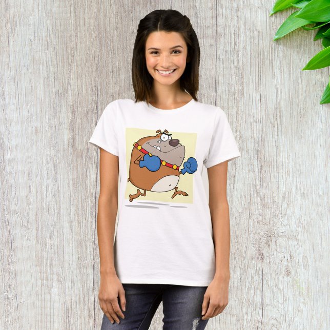 T-shirt Drôle Cartoon Bulldog Boxer Chien (Créateur téléchargé)