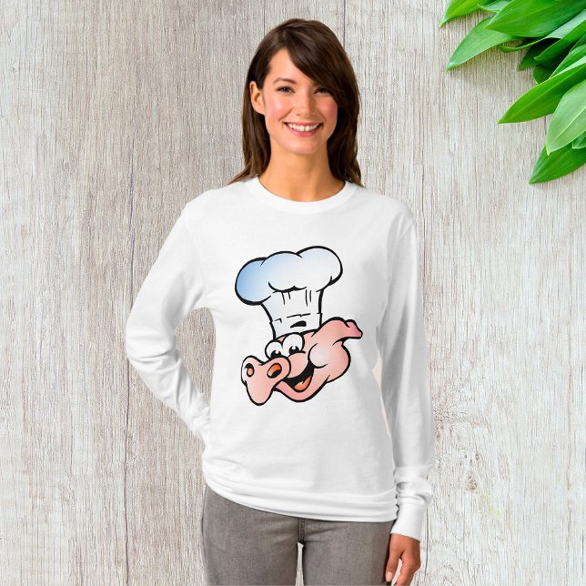 T-shirt Drôle Cartoon Cochon Chef avec Casquette (Créateur téléchargé)