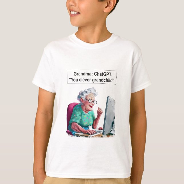 T-shirt Drôle Cartoon Intelligence artificielle, Cadeau po (Devant)