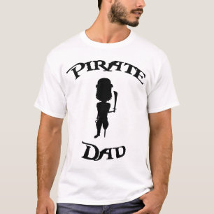 T-shirt Drôle Cartoon Silhouette Pirate Papa