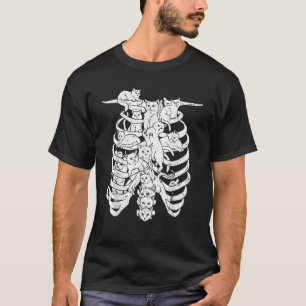 T-shirt Drôle Cat Spine Skeleton Rib Cage Costume Pour Cat