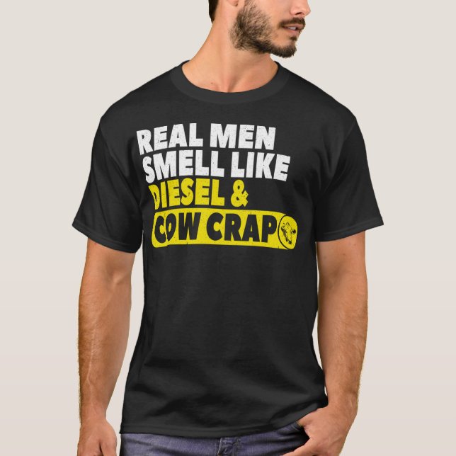 T-shirt Drôle Cattleman Cadeau Les vrais hommes sentent co (Devant)