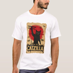 T-shirt Drôle Catzilla Chat, Parodie De Chat