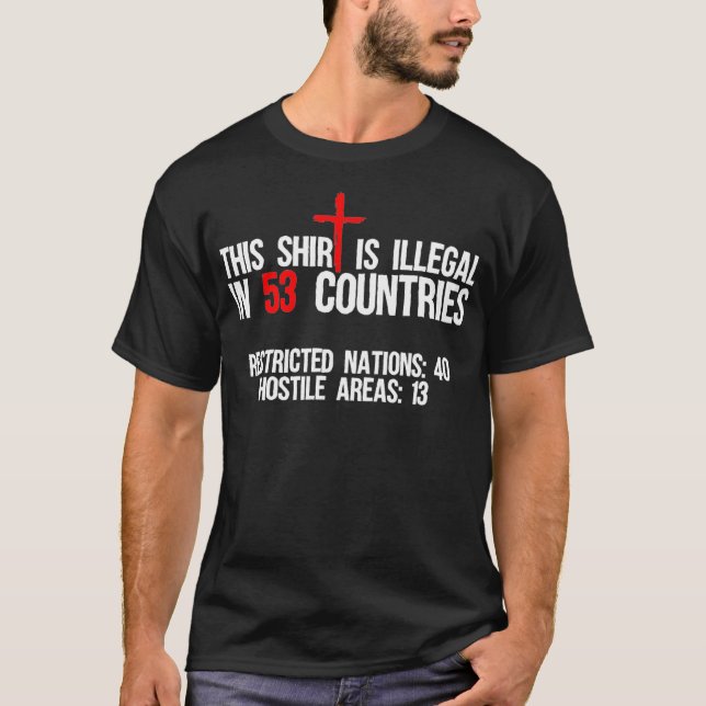 T-shirt Drôle Ceci Est Illégal Dans 53 Pays Cadeaux Hommes (Devant)