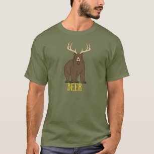 T-shirt drôle Cerf + Ours = Bière