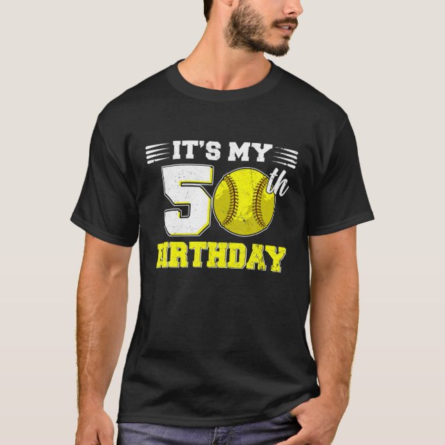 T-shirt Drôle C'est mon 50e anniversaire Softball Lover 50 (Devant)
