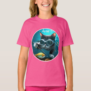 T-shirt Drôle Chat dans l'Aquarium