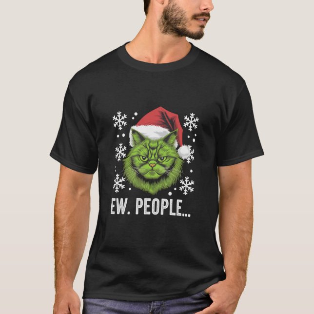 T-shirt Drôle Chat de Noël Ew Personnes Meowy Amoureux de  (Devant)