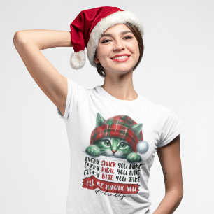 T-shirt Drôle Chat de Noël Vous Jugeant Silencieux