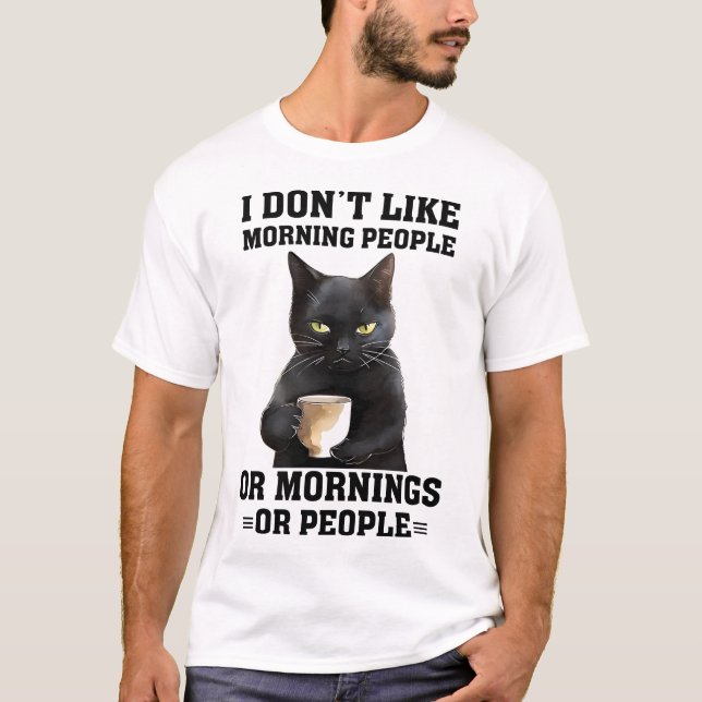 T-shirt Drôle Chat du Matin Dit (Devant)