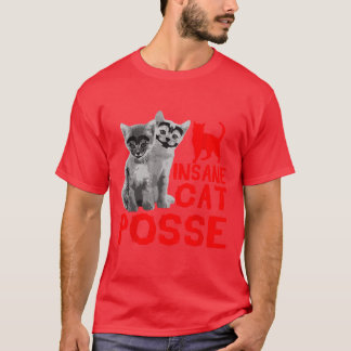 T-shirt Drôle Chat fou Chat Posse drôle