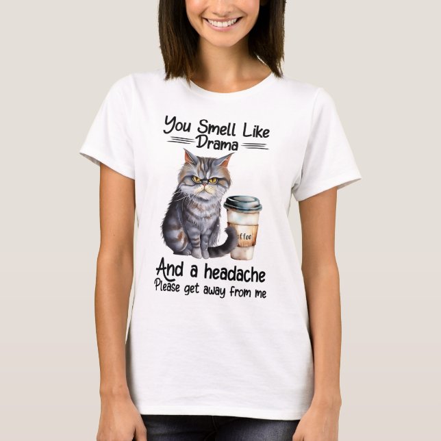 T-shirt Drôle Chat Grumpy Dit (Devant)