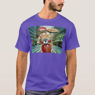 T-shirt Drôle Chat Livraison Pizza Cadeau Amoureux des ani
