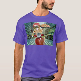 T-shirt Drôle Chat Livraison Pizza Cadeau Amoureux des ani