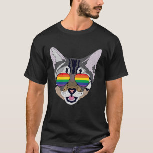 T-shirt Drôle Chat Lunettes de soleil Rainbow Gay pride Dr