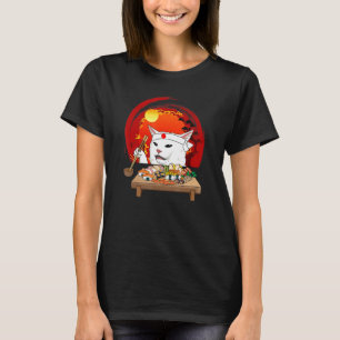 T-shirt Drôle Chat Manger Du Sushi Au Japon Drôle Graphiqu