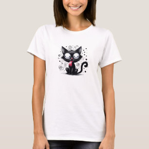 T-shirt Drôle chat noir bizarre