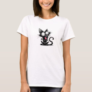 T-shirt Drôle chat noir bizarre