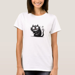 T-shirt Drôle chat noir bizarre