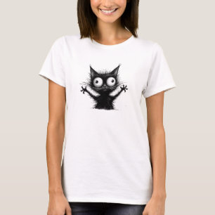 T-shirt Drôle chat noir bizarre