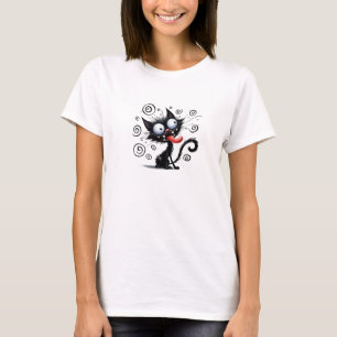T-shirt Drôle chat noir bizarre