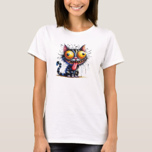 T-shirt Drôle chat noir bizarre