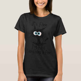 T-shirt Drôle Chat Noir C'est bien Je vais bien Tout est F