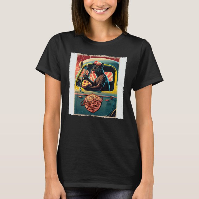 T-shirt Drôle Chat Noir Chauffeur Chauffeur Chiens Chauds  (Devant)