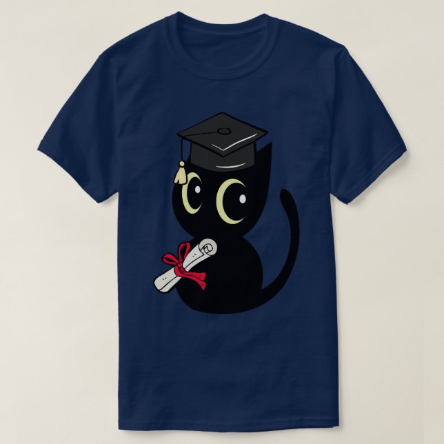 T-shirt Drôle Chat Noir Est Diplômé (Design devant)