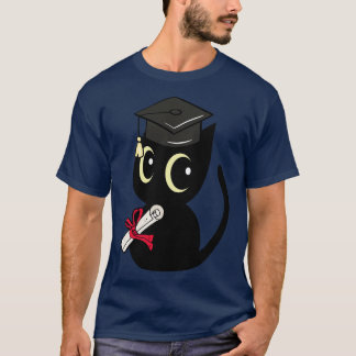 T-shirt Drôle Chat Noir Est Diplômé
