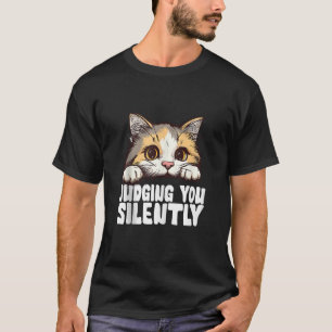 T-shirt Drôle Chat Noir JUGEANT VOUS AIME SILENCIEUSEMENT 