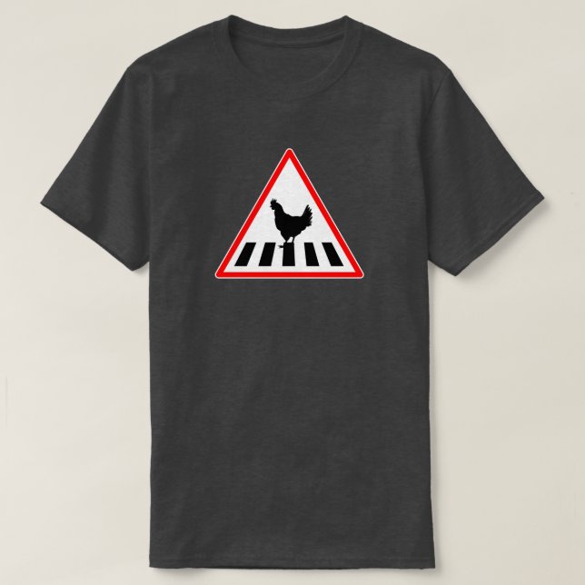 T-shirt Drôle chemin de passage du poulet (Design devant)