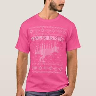 T-shirt Drôle Chemise Hanoukka laide Dinosaur Trex Menoras